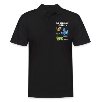 Struggle Is Real Dinosaurier Gym Fitness Saurier - Männer Poloshirt - Schwarz - Vorne - Kai (181cm)