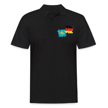 Kasachstan Deutschland Flagge - Männer Poloshirt - Schwarz - Vorne - Kai (181cm)