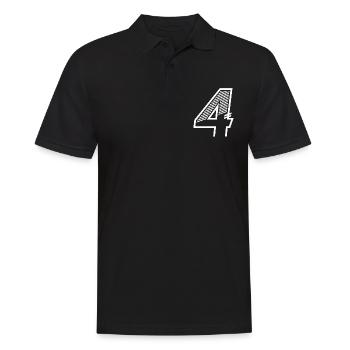 Nummer 4 Sporttrikot 4. Geburtstag - Männer Poloshirt - Schwarz - Vorne - Kai (181cm)