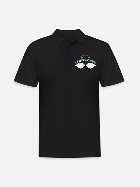 Teufelchen als Engel Lustiges Teufel Kostüm - Männer Poloshirt - Schwarz