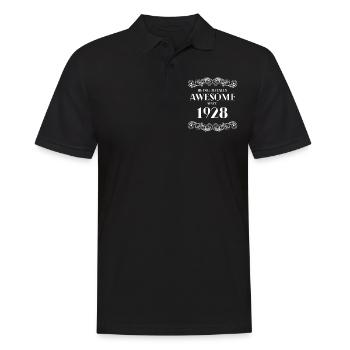 Lustiger Geburtstag ist seit 1928 total genial - Männer Poloshirt - Schwarz - Vorne - Kai (181cm)