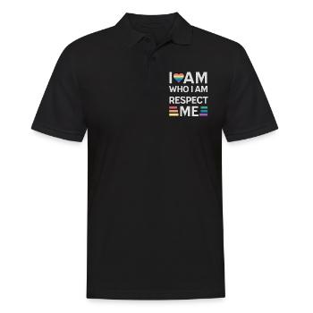 je suis qui je suis respectez moi arc-en-ciel unisexe - Polo Homme - noir - Devant - Kai (181cm)