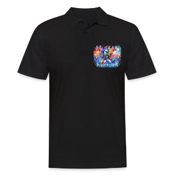 Lustiges Einhorn als Feuerwehrmann - Männer Poloshirt - Schwarz - Vorne - Kai (181cm)