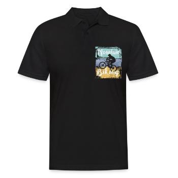 Mountain Biking Vintage Retro Mountain Bike - Men's Polo Shirt - black - Front - Kai (181cm)