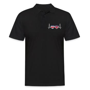 Costa Rica Großbritannien Herzschlag Flagge - Männer Poloshirt - Schwarz - Vorne - Kai (181cm)