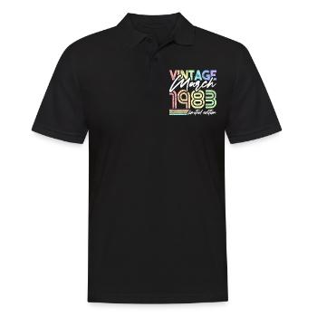 Vintage Mars 1983 Anniversaire Design pour Femmes - Polo Homme - noir - Devant - Kai (181cm)