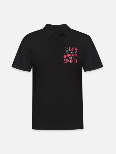 Kirsche Kirschbaum Kirschblüte Frucht Geschenk - Männer Poloshirt - Schwarz