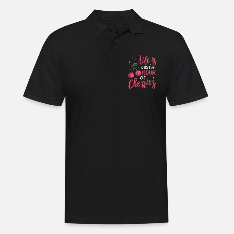 Kirsche - Männer Poloshirt - Schwarz