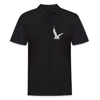 Möwe im Flug - Männer Poloshirt - Schwarz - Vorne - Kai (181cm)