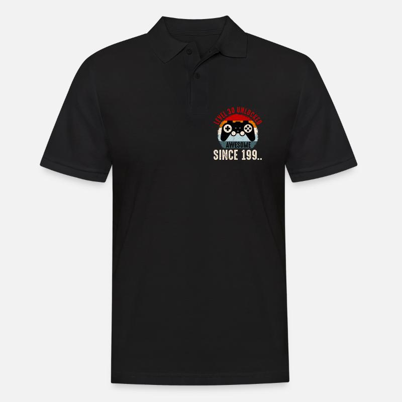 Level-30 Entsperrter Retro-Controller - Männer Poloshirt - Schwarz