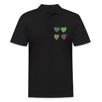 herzen variation - Männer Poloshirt - Schwarz - Vorne - Kai (181cm)