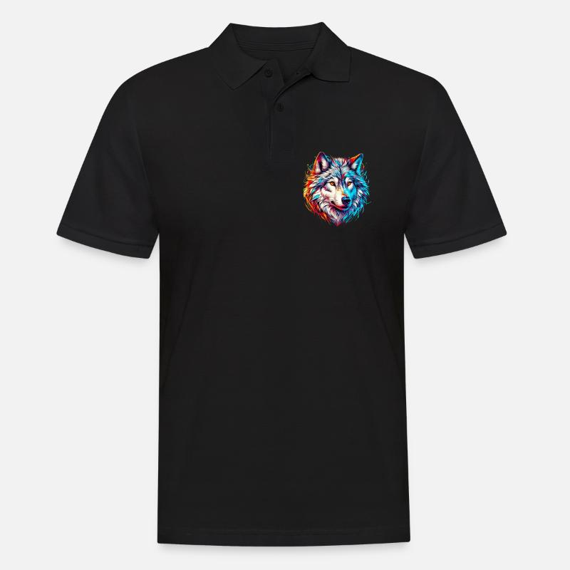 Wolf - Männer Poloshirt - Schwarz