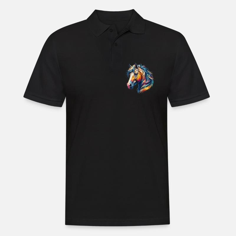 Pferd - Männer Poloshirt - Schwarz