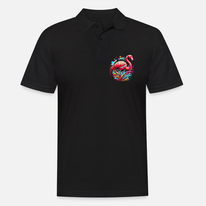 Flamingo - Männer Poloshirt - Schwarz