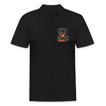 Cooler Rottweiler mit Sonnenbrille für Hundefans - Männer Poloshirt - Schwarz - Vorne - Kai (181cm)