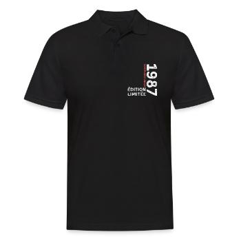 1987 vintage typographic style - Men's Polo Shirt - black - Front - Kai (181cm)