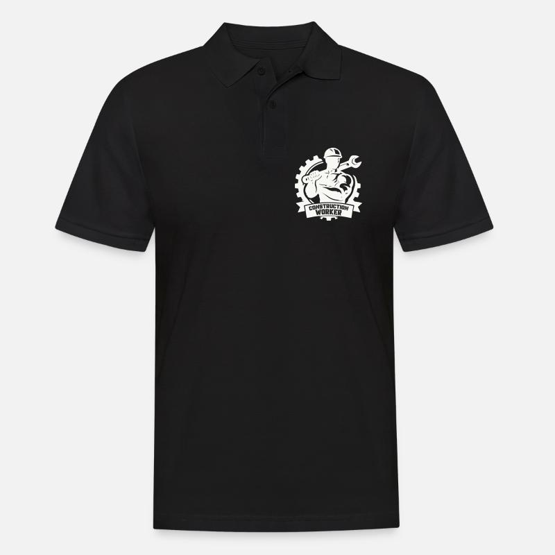 Ouvrier du bâtiment robuste avec engrenages - Polo Homme - noir