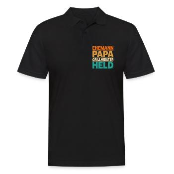Ehemann Papa Grillmeister Held - Männer Poloshirt - Schwarz - Vorne - Kai (181cm)