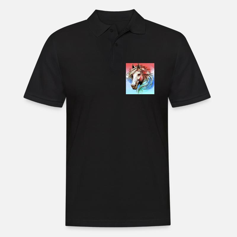 Pferd - Männer Poloshirt - Schwarz