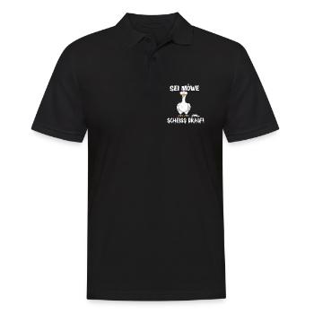 Sei Möwe, scheiß drauf – Lustiges Shirt - Männer Poloshirt - Schwarz - Vorne - Kai (181cm)