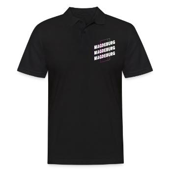 Magdeburg Deutschland Stadt Schrift Skyline Heimat - Männer Poloshirt - Schwarz - Vorne - Kai (181cm)
