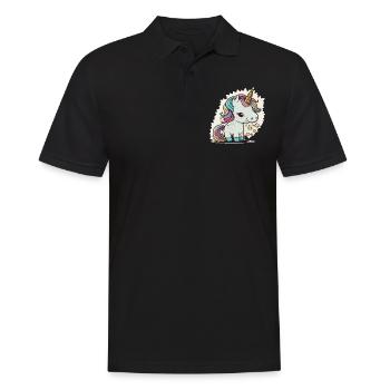 Einhorn Bunt Farben Süß Niedlich Cartoon Comic - Männer Poloshirt - Schwarz - Vorne - Kai (181cm)