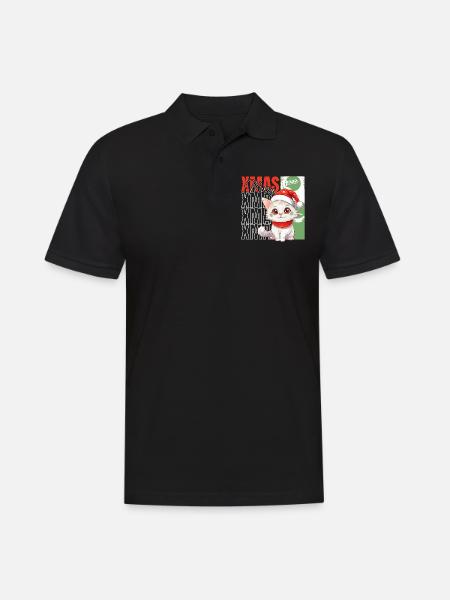 Katze Weihnachten Merry Meowy Catmas Ugly Süß - Männer Poloshirt - Schwarz