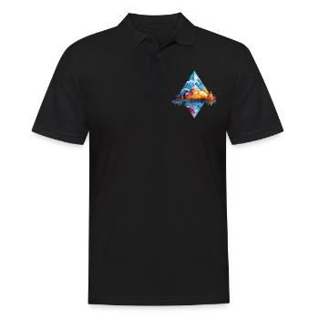 Natur Abenteuer Wildnis Berge Wald Bäume Bunt - Männer Poloshirt - Schwarz - Vorne - Kai (181cm)