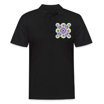 Motif Floral Fleur De Marguerite Fleur De Vigne Fleur - Polo Homme - noir - Devant - Kai (181cm)