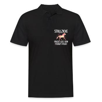 Stallzicke Reiterin Pferdemädchen Pferde Spruch - Männer Poloshirt - Schwarz - Vorne - Kai (181cm)