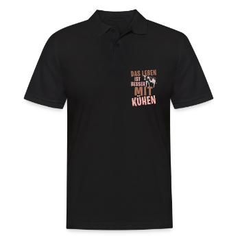 Kuh Kühe Rind Spruch Bauer Landwirt Leben Geschenk - Männer Poloshirt - Schwarz - Vorne - Kai (181cm)