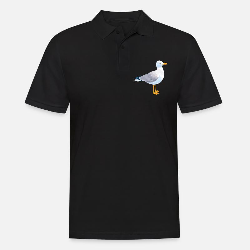Möwen Seevögel Tshirt - Männer Poloshirt - Schwarz