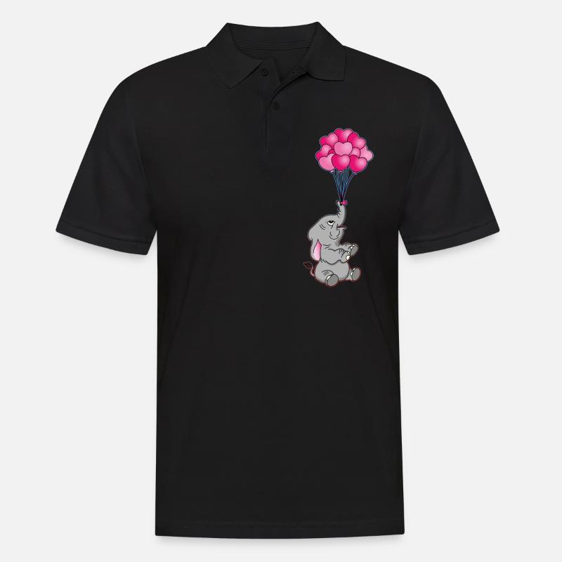 lustiger Elefant mit Herz Luftballons | Elefanten - Männer Poloshirt - Schwarz