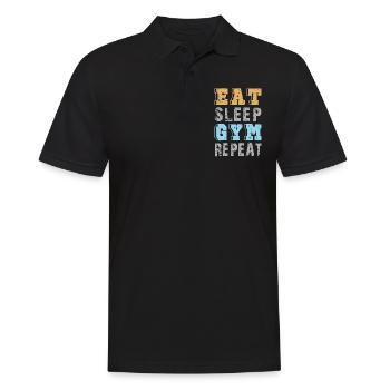 Eat Sleep Gym Repeat Outfit - Männer Poloshirt - Schwarz - Vorne - Kai (181cm)