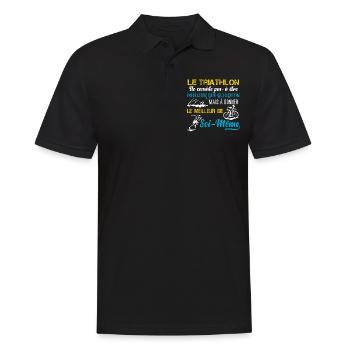 Triathlon motivation sport, idée cadeau triathlète - Polo Homme - noir - Devant - Kai (181cm)