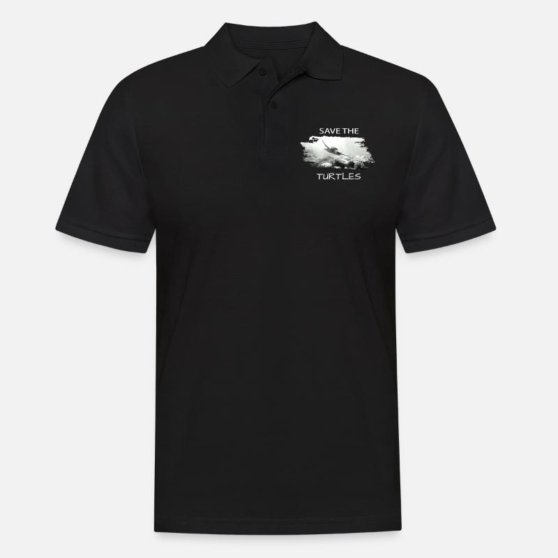save the turtles - Männer Poloshirt - Schwarz