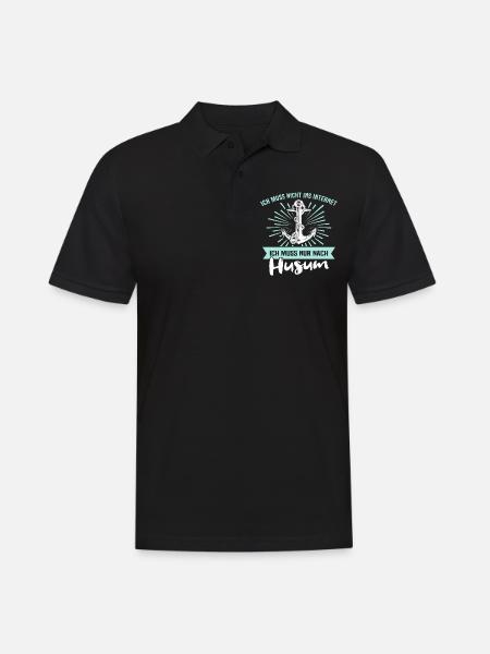 Husum Souvenir Husumer Nordsee - Männer Poloshirt - Schwarz