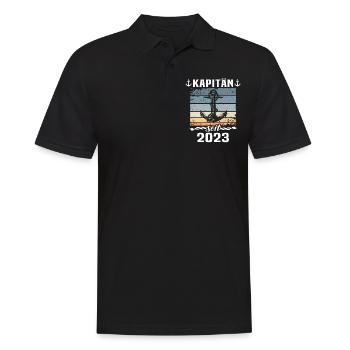 Kapitän 2023 Bootsführerschein Boot - Männer Poloshirt - Schwarz - Vorne - Kai (181cm)