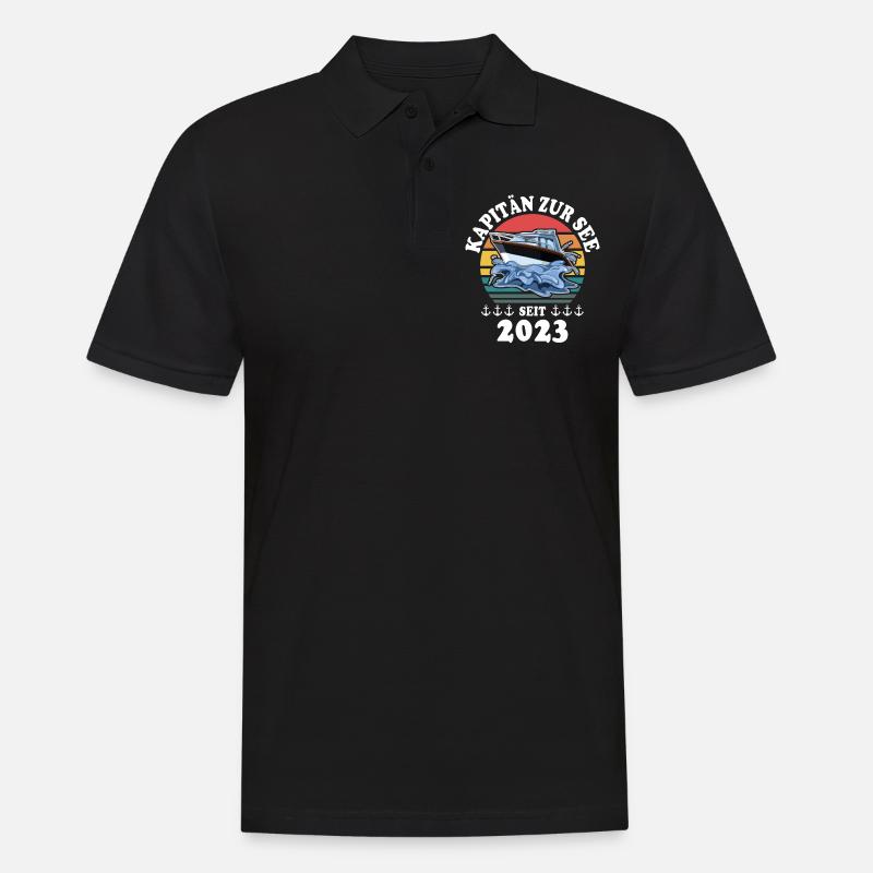 Kapitän Boot Bootsführerschein 2023 - Männer Poloshirt - Schwarz