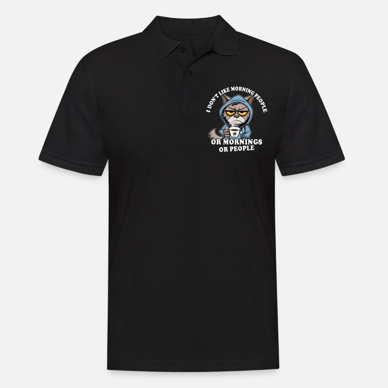 Morgenmuffel Kaffeetrinker Katze Kaffee - Männer Poloshirt - Schwarz