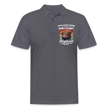 Bovins des Highlands - Polo Homme - charbon - Devant - Nico (186cm)