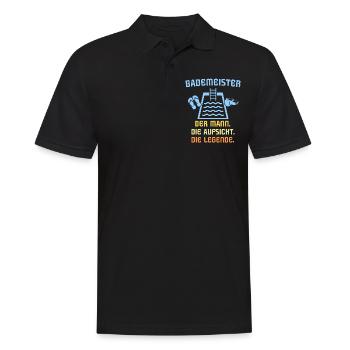 Schwimmmeister Bademeister - Männer Poloshirt - Schwarz - Vorne - Kai (181cm)