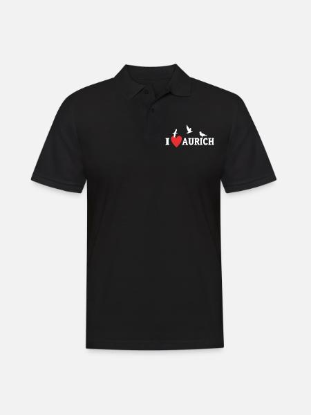 I Love Aurich Stadt - Männer Poloshirt - Schwarz