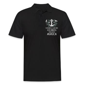Aurich Sprüche Auricher - Männer Poloshirt - Schwarz - Vorne - Kai (181cm)