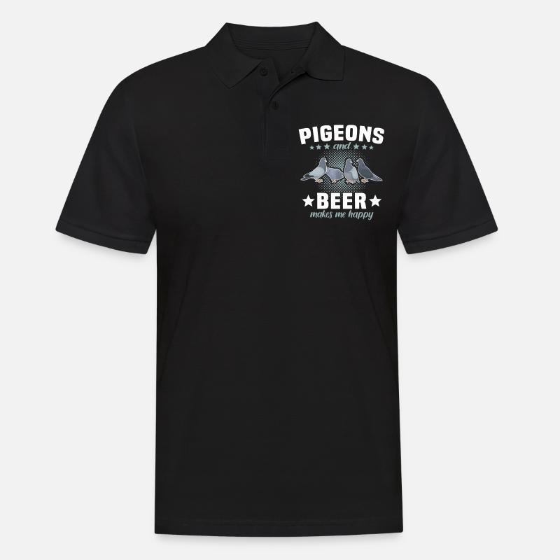 Tauben Bier - Männer Poloshirt - Schwarz