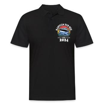 Boot Bootsführerschein 2024 Kapitän - Männer Poloshirt - Schwarz - Vorne - Kai (181cm)