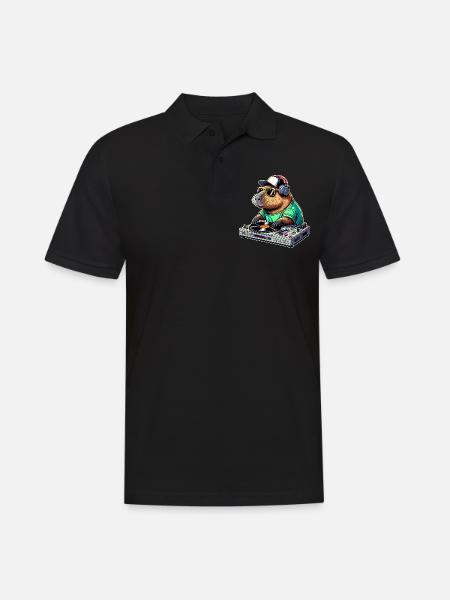 Capybara Dj - Männer Poloshirt - Schwarz