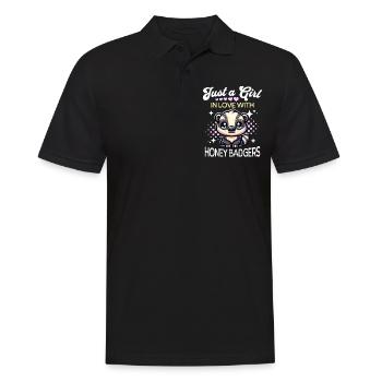 Honigdachs Mädchen - Männer Poloshirt - Schwarz - Vorne - Kai (181cm)