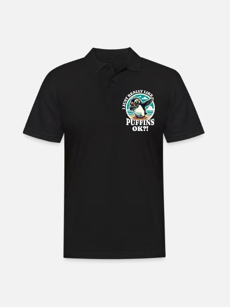 Ich Liebe Papageientaucher Spruch - Männer Poloshirt - Schwarz