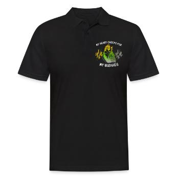 EKG Wellensittich Herzlinie - Männer Poloshirt - Schwarz - Vorne - Kai (181cm)